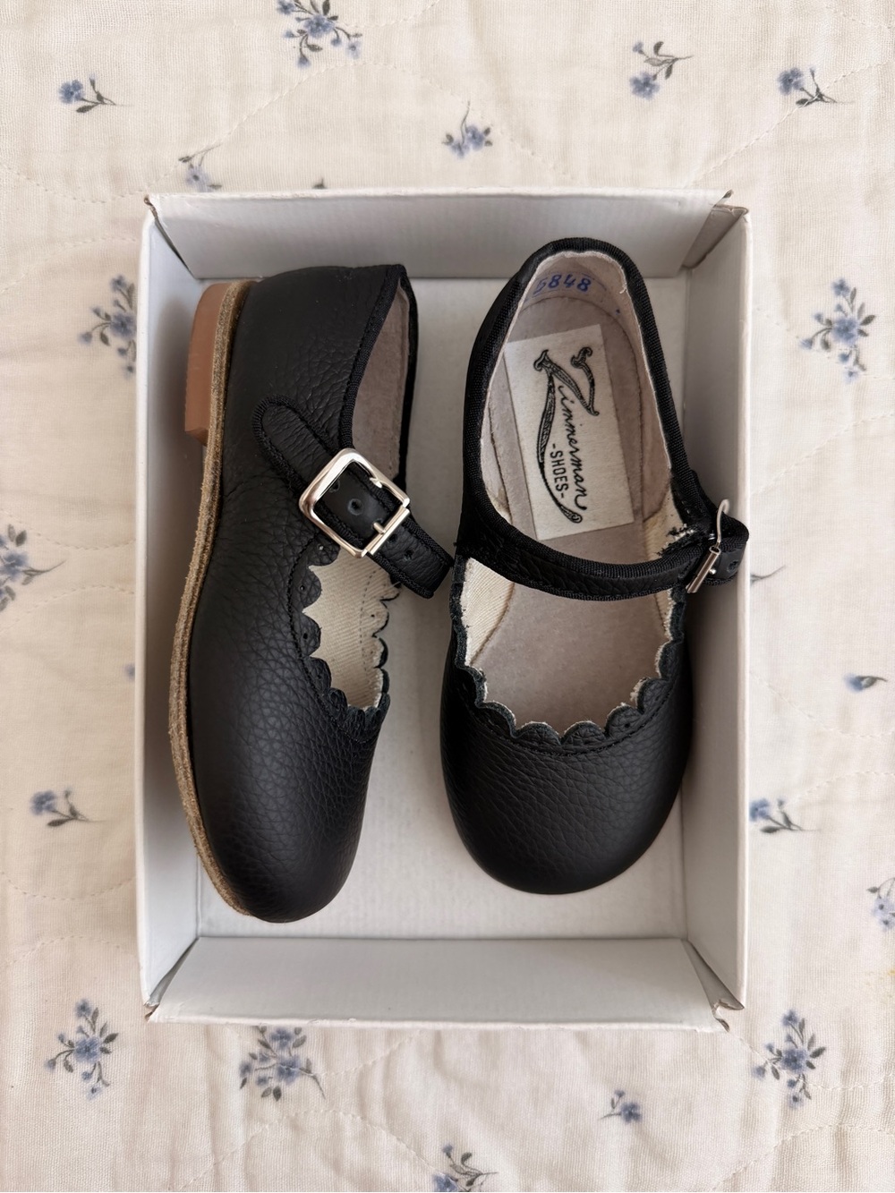 Zimmerman Shoes Black Scalloped Mary Jane Flats Toddler Girls